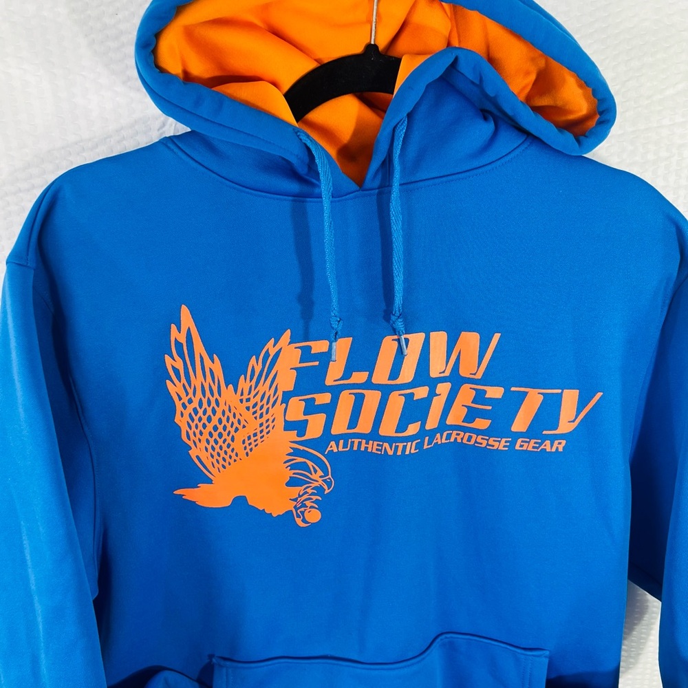 Flow Society Hoodie Authentic Lacrosse Gear Sweatshirt-medium blue and orange - Picture 4 of 12